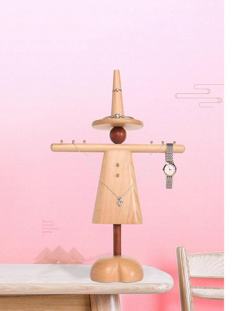 Classic Wooden Scarecrow Jewelry Stand, Necklace Storage, Christmas Gifts