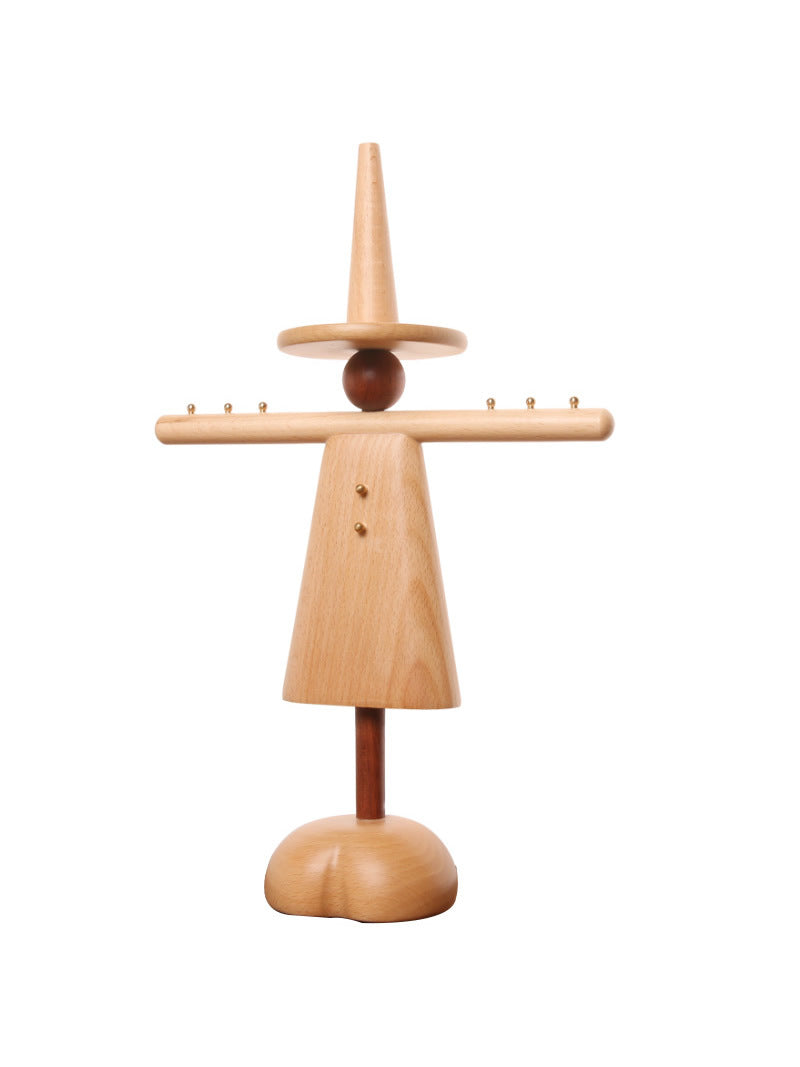 Classic Wooden Scarecrow Jewelry Stand, Necklace Storage, Christmas Gifts