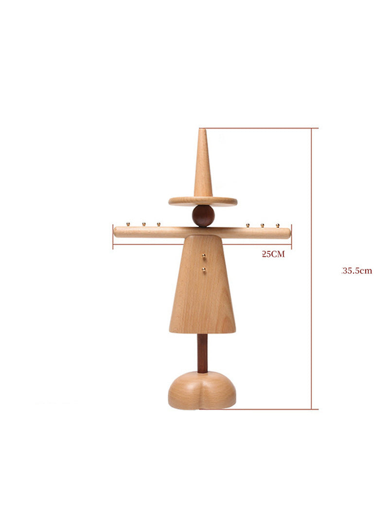 Classic Wooden Scarecrow Jewelry Stand, Necklace Storage, Christmas Gifts