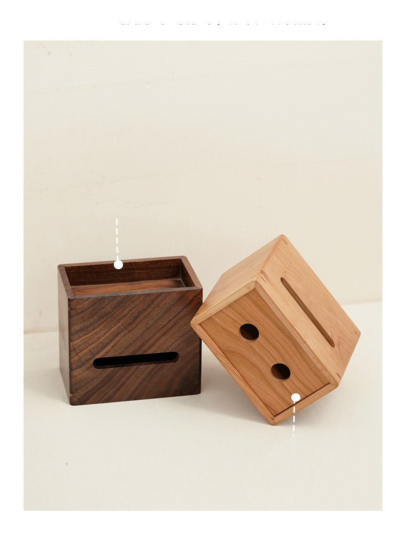 Classic Wooden Tissue Box with Storage Compartment