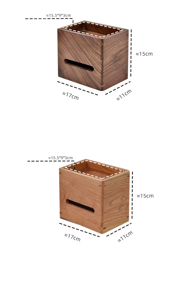 Classic Wooden Tissue Box with Storage Compartment