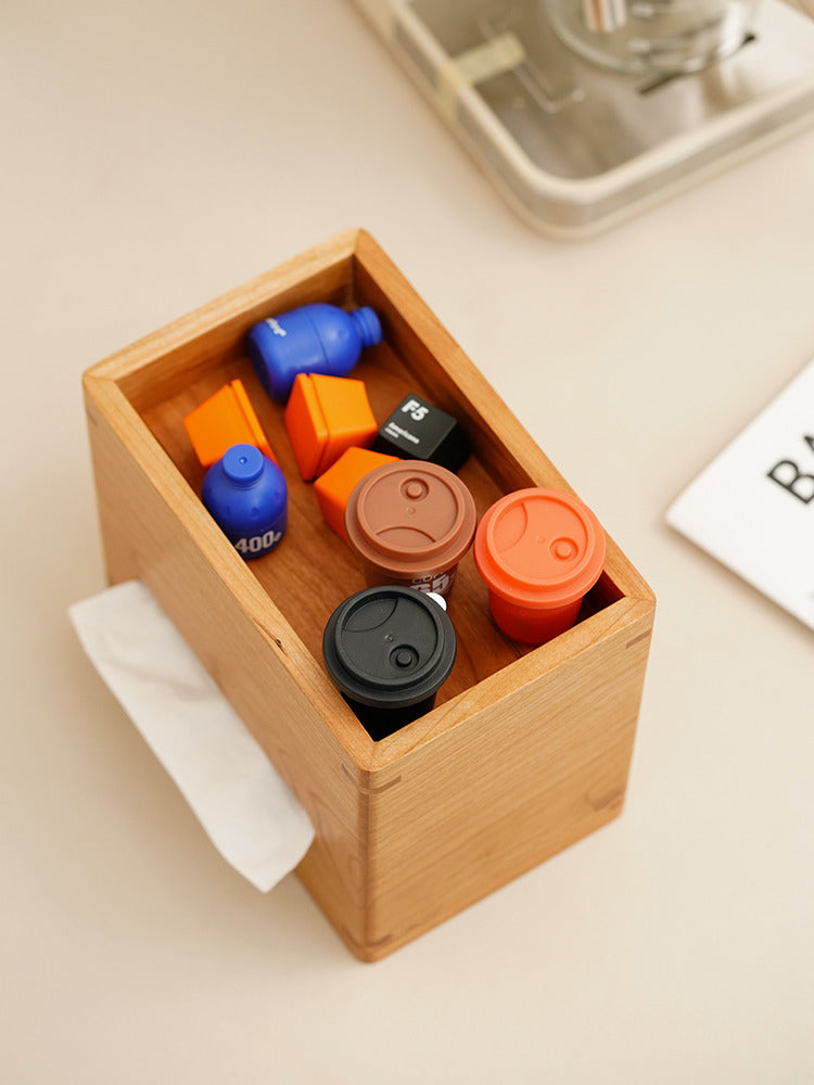 Classic Wooden Tissue Box with Storage Compartment