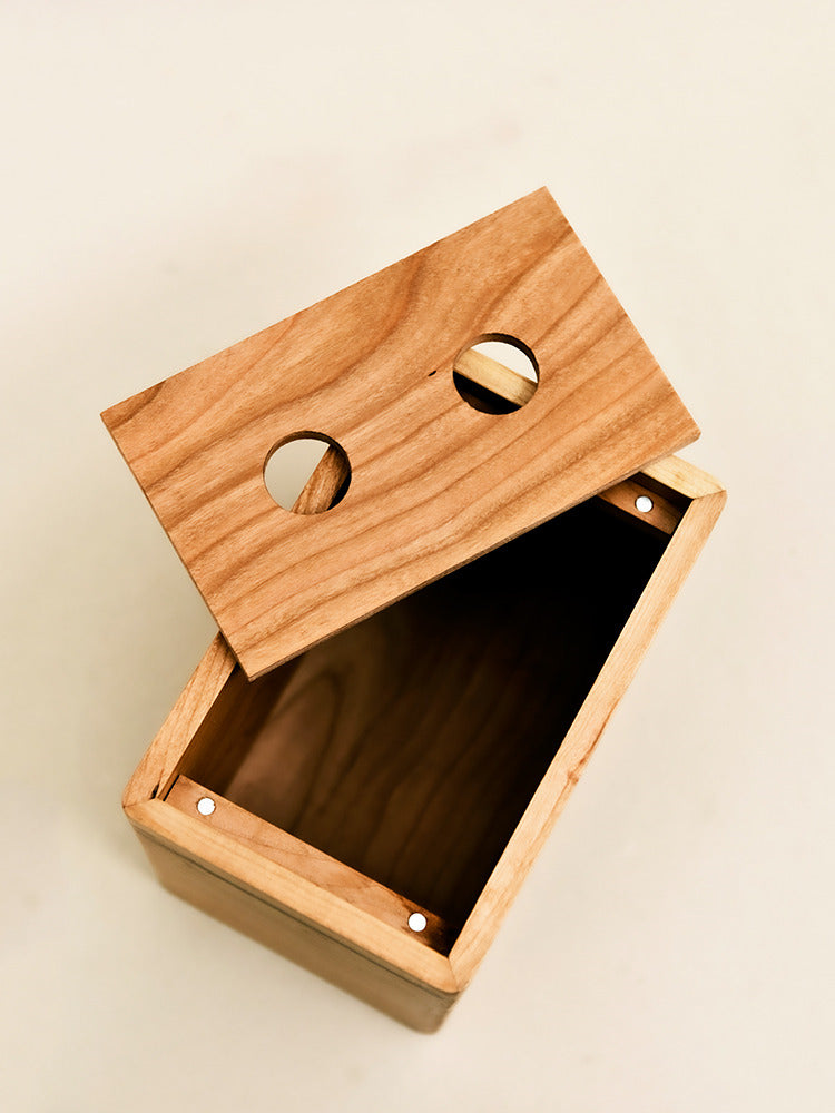 Classic Wooden Tissue Box with Storage Compartment