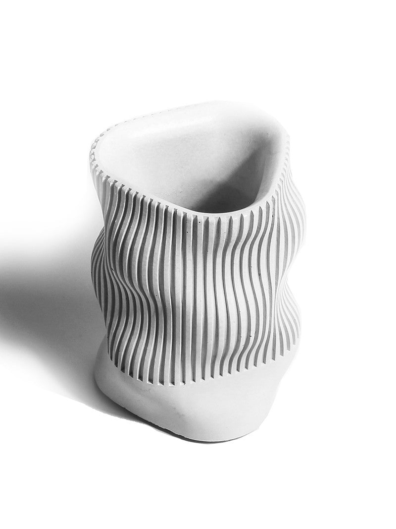 Concrete Pen Holder with Abstract Irregular Design: Unique Office Organizer
