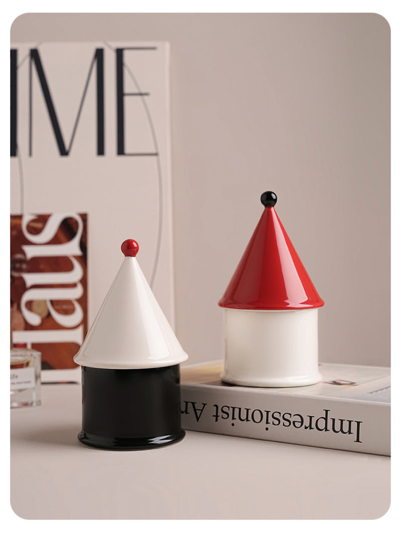 Cone House Toothpick Box, Cotton Swab Box, Beautiful Desktop Ornaments