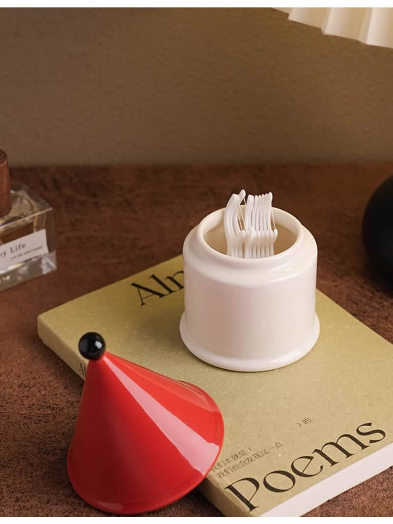 Cone House Toothpick Box, Cotton Swab Box, Beautiful Desktop Ornaments