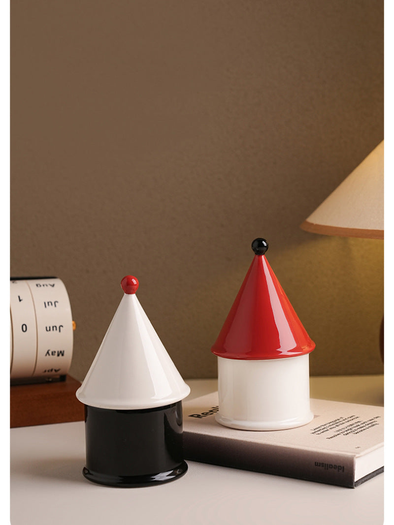 Cone House Toothpick Box, Cotton Swab Box, Beautiful Desktop Ornaments