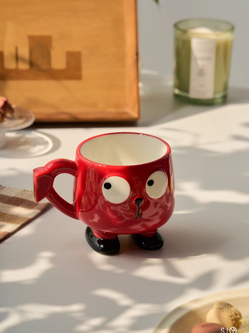 Cool Big-Eye Cartoon Ceramic Mug - Fun & Stylish Coffee Cup for Home or Office