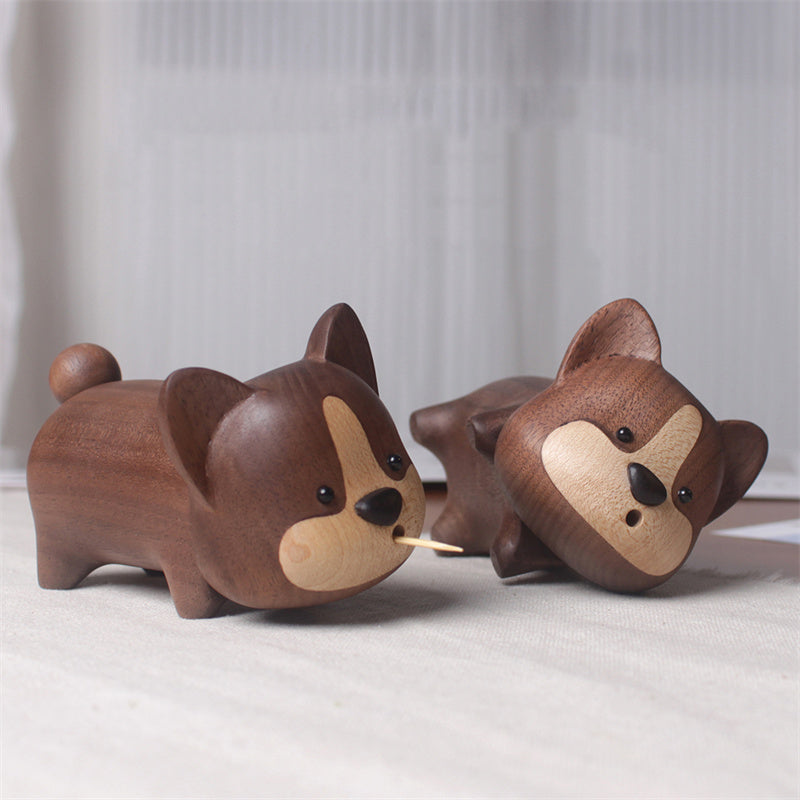 Corgi-Shaped Walnut Toothpick Holders - Perfect Kitchen & Dining Gift,Adorable Dog Decor