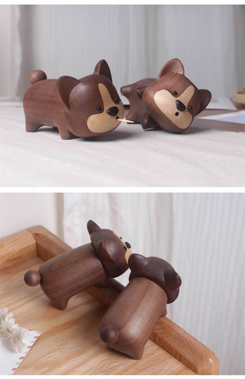 Corgi-Shaped Walnut Toothpick Holders - Perfect Kitchen & Dining Gift,Adorable Dog Decor