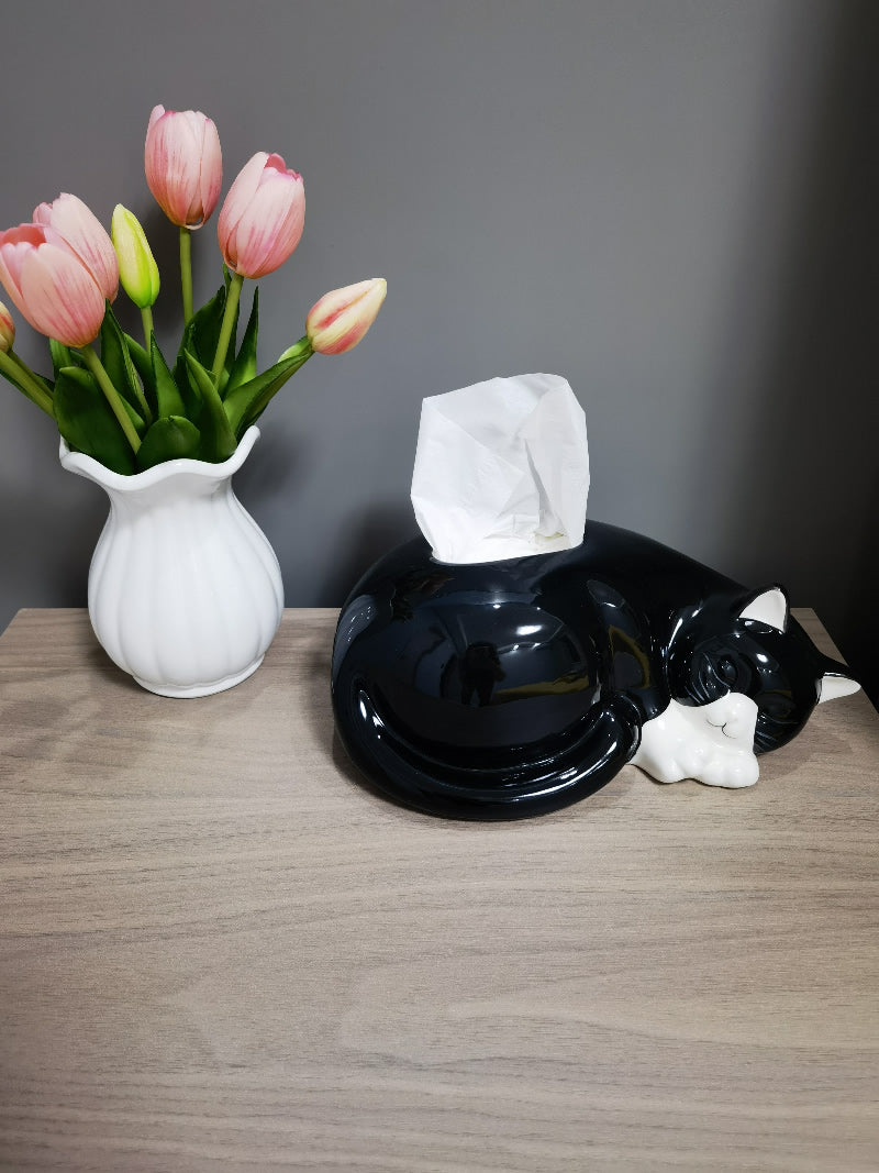Cozy Cat Nap Tissue Box - Fun Home Office Decoration