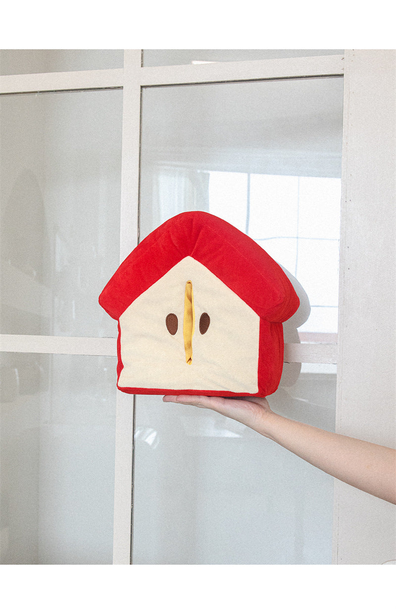 Cozy Red House Plush Tissue Box Cover - for Living Room & Bedroom
