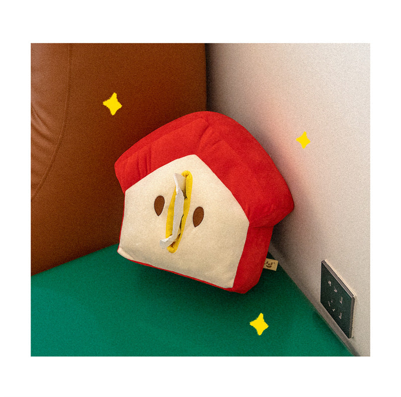 Cozy Red House Plush Tissue Box Cover - for Living Room & Bedroom
