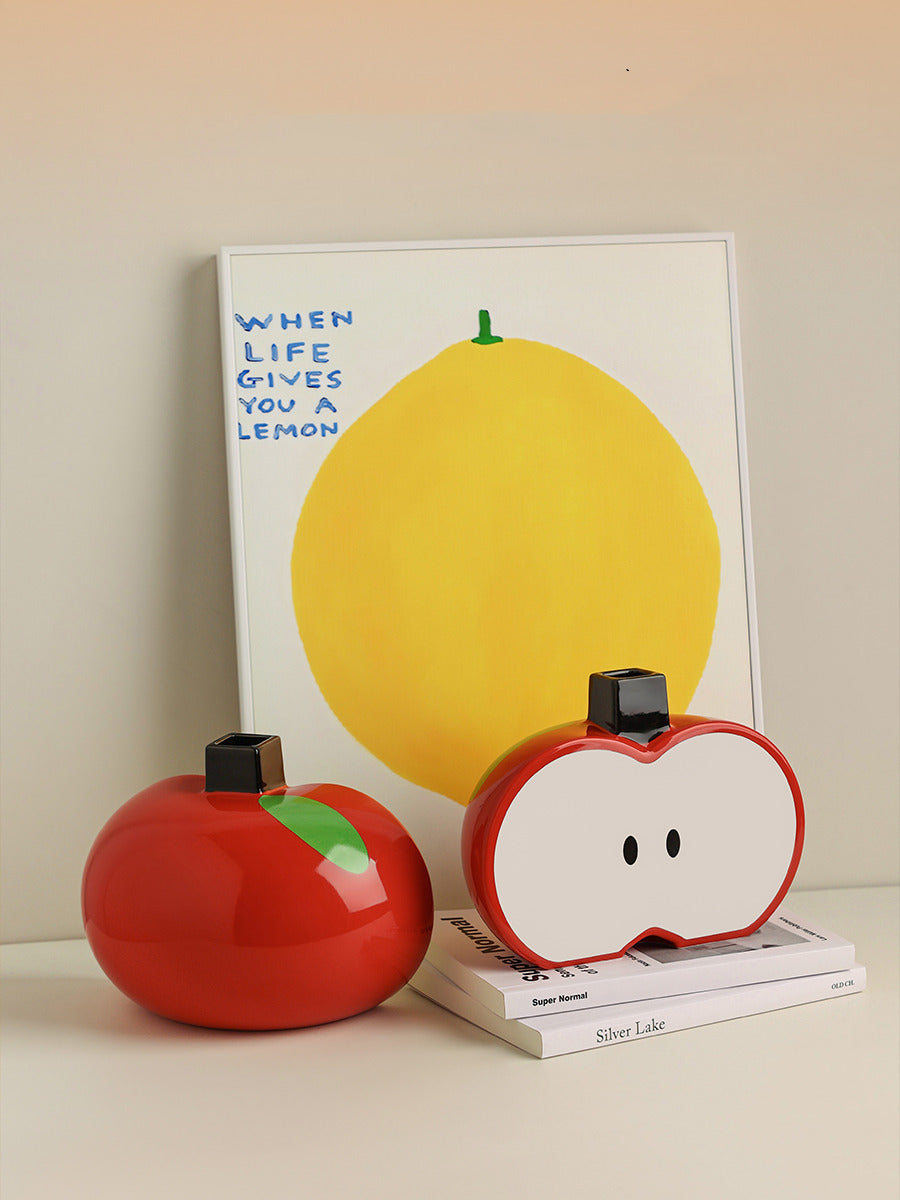 Creative apple ceramic vase, a good idea for office and home desktop decoration