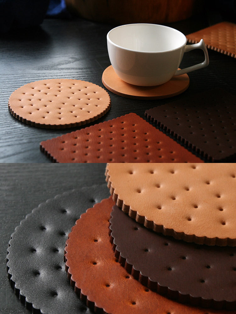 Creative Cowhide Biscuit Table Coaster, Insulation Pad