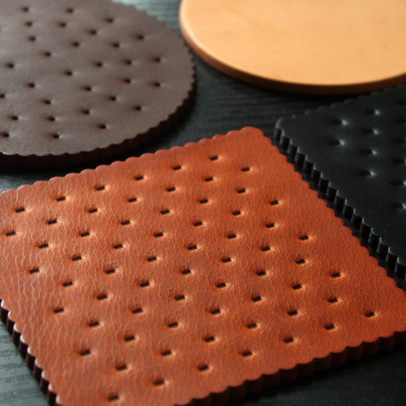 Creative Cowhide Biscuit Table Coaster, Insulation Pad
