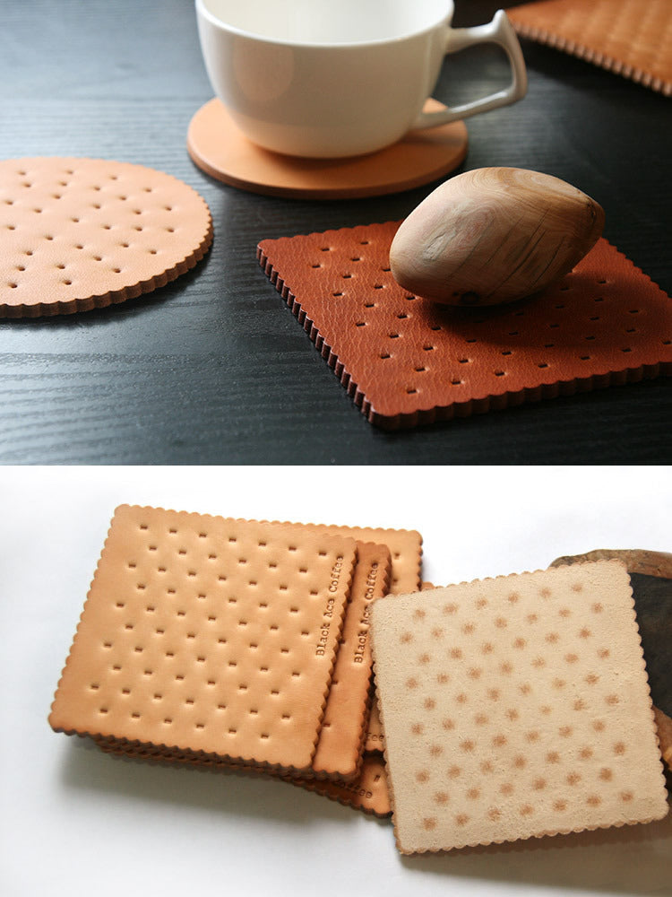 Creative Cowhide Biscuit Table Coaster, Insulation Pad