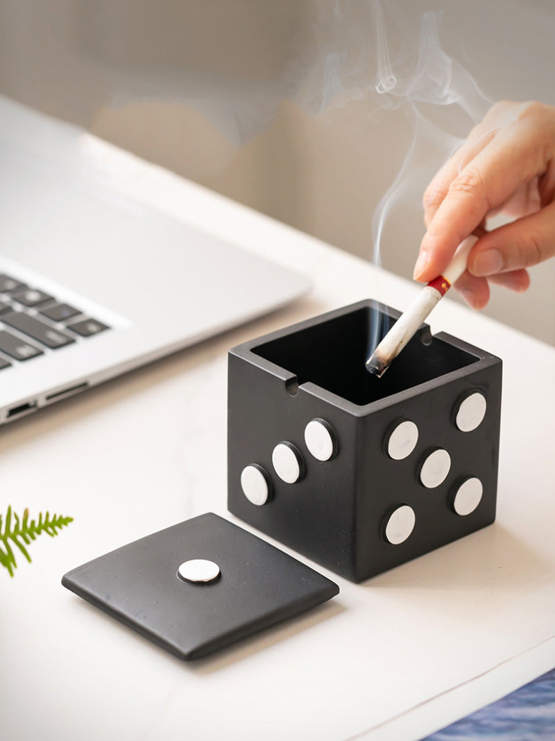 Creative Concrete Dice Ashtray, Unique Desktop Decoration Organization