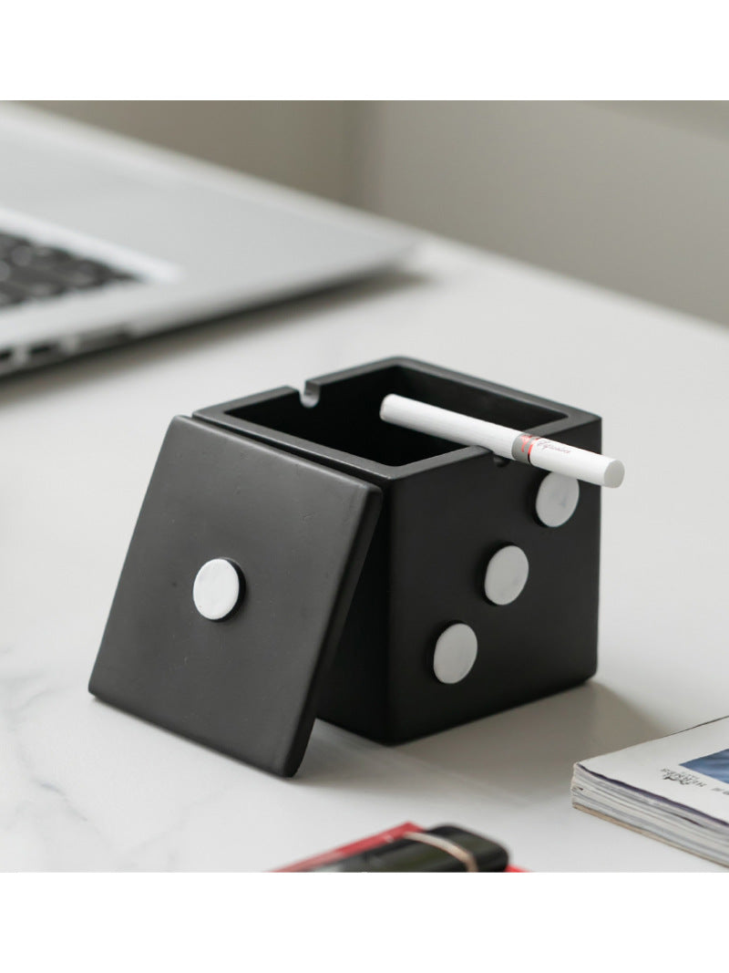 Creative Concrete Dice Ashtray, Unique Desktop Decoration Organization