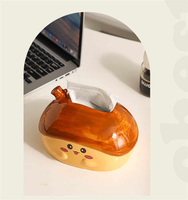 Creative Nut Ceramic Tissue Box - Cute Home Decor for Living Room & Bedroom