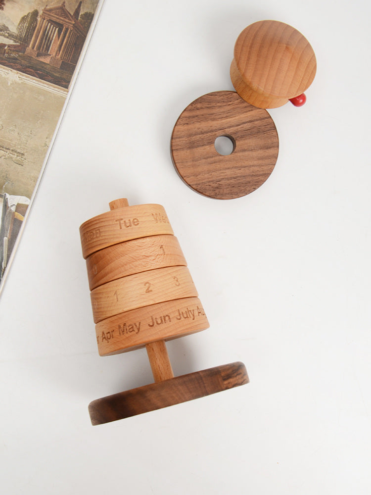 Creative Wooden Lighthouse Shape Perpetual Calendar, Unique Gift