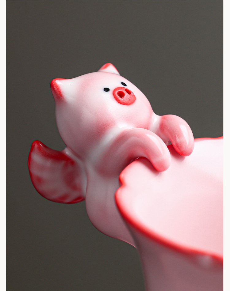 Cute 3D Pig Ceramic Coffee Cup - Pink Tea Cup with Saucer for Home Office Decor Gift