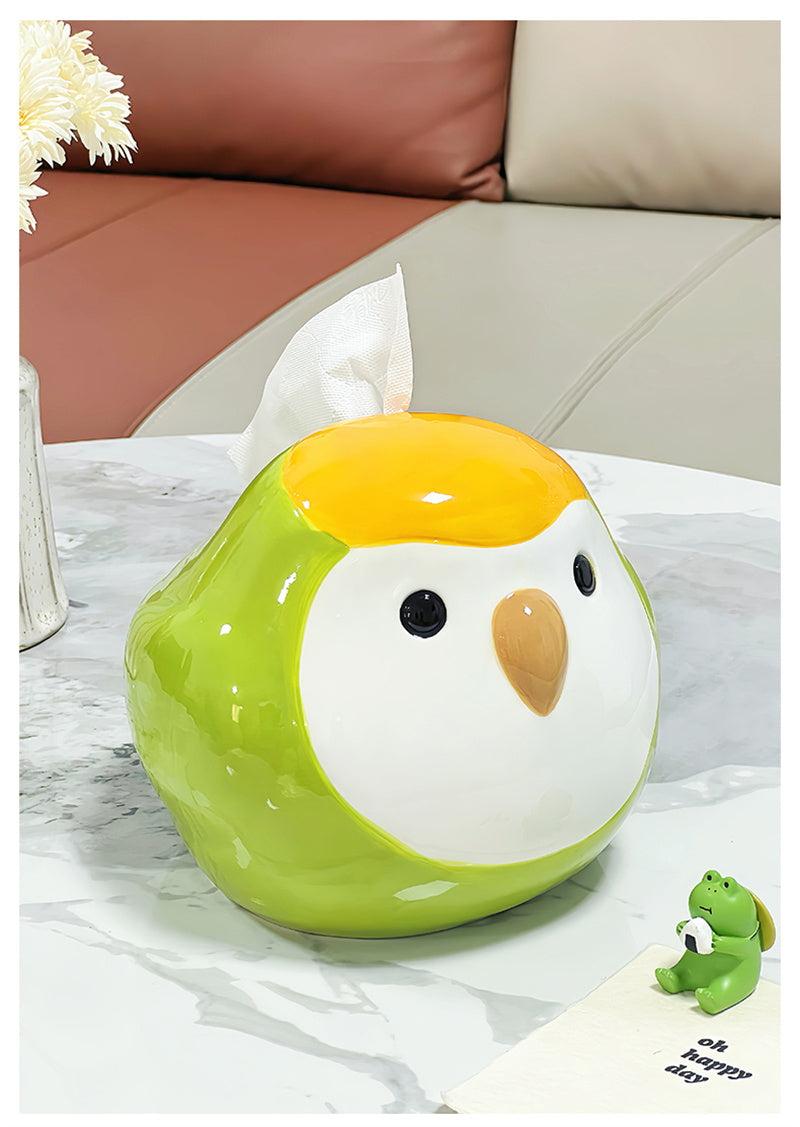 Cute Bird Ceramic Tissue Box,Funny Animal - Themed Home Decor