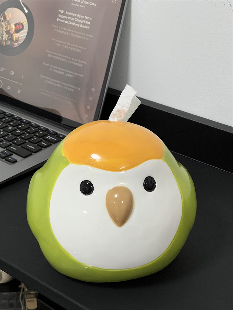 Cute Bird Ceramic Tissue Box,Funny Animal - Themed Home Decor