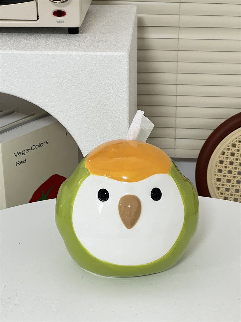 Cute Bird Ceramic Tissue Box,Funny Animal - Themed Home Decor