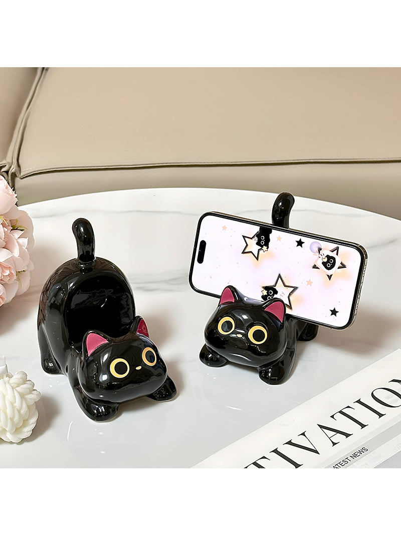 Cute Black Cat Phone Stand - Desktop Small Ornaments
