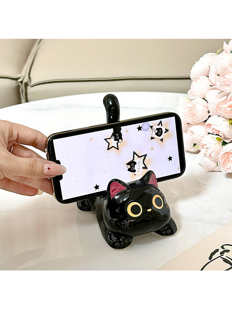 Cute Black Cat Phone Stand - Desktop Small Ornaments