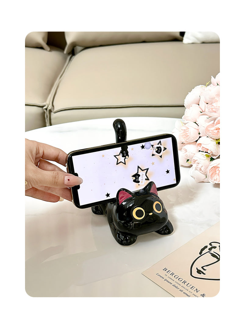 Cute Black Cat Phone Stand - Desktop Small Ornaments