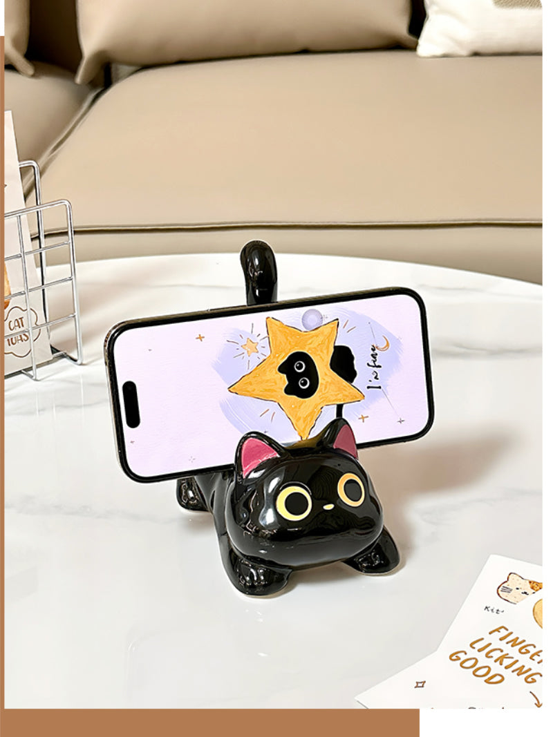 Cute Black Cat Phone Stand - Desktop Small Ornaments
