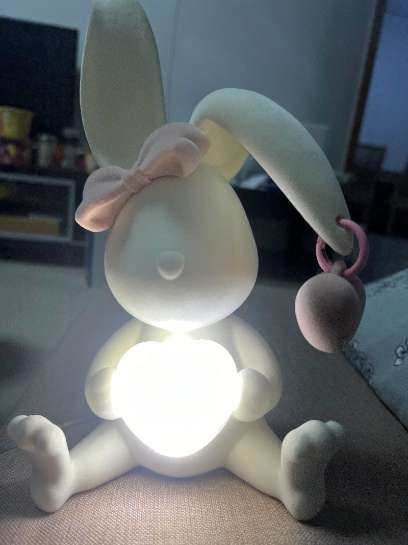 Cute Bunny Night Light with Bow-Knot: Ideal for Kids' Rooms and Gift Giving