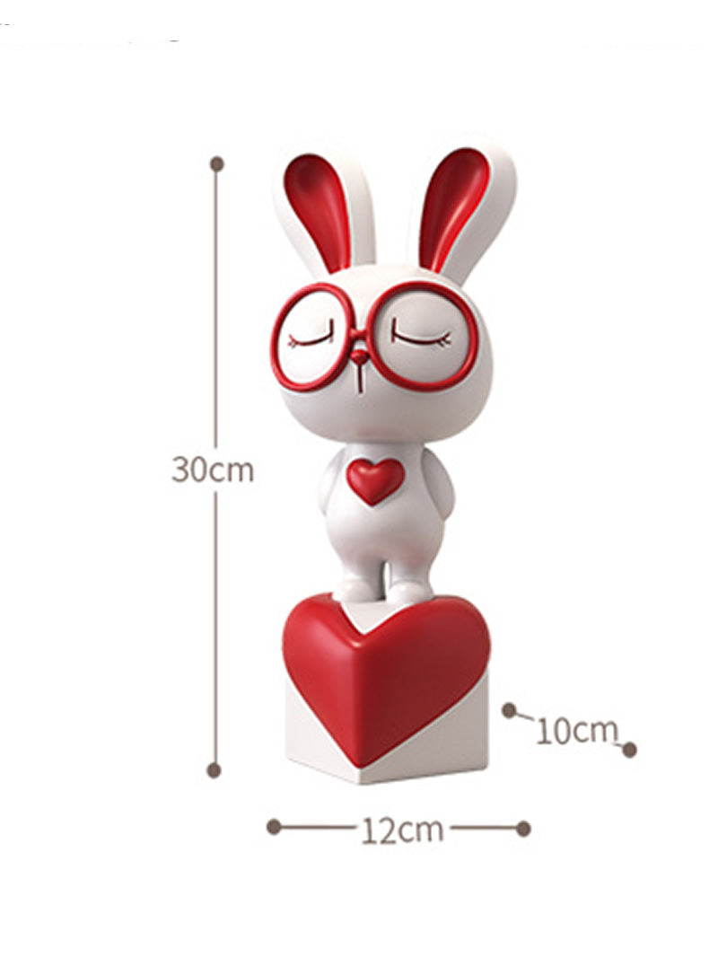 Cute Cartoon Art Love Rabbit Sculpture Ornaments, Home Office Decoration