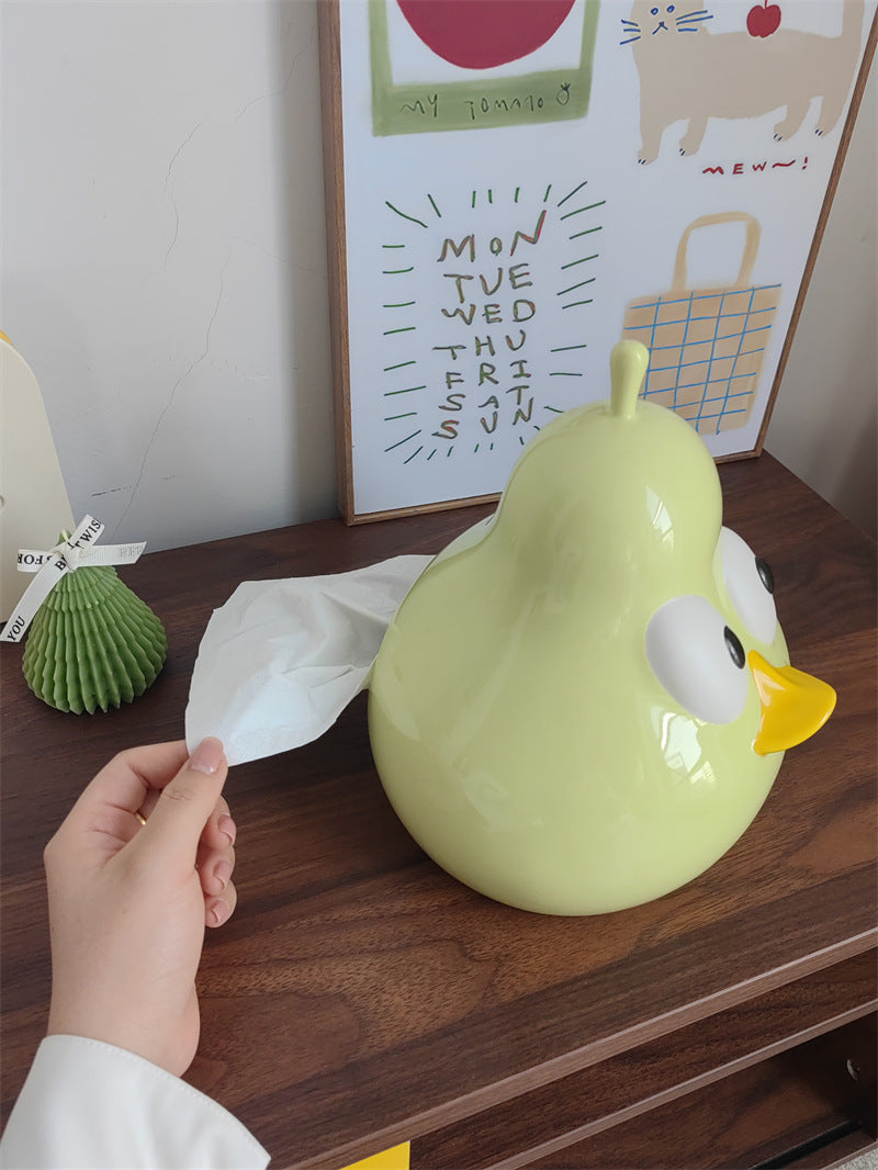 Cute Cartoon Big-Eyed Pear Tissue Box Cover - Fun Home & Office Organizer