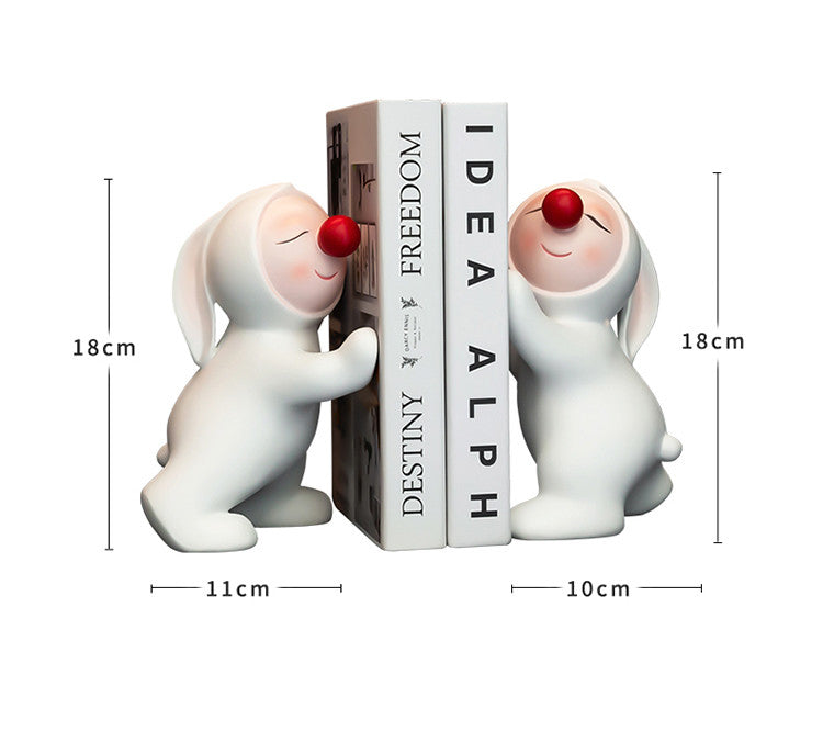 Cute Cartoon Big White Rabbit Bookends: Office Study Book Organization