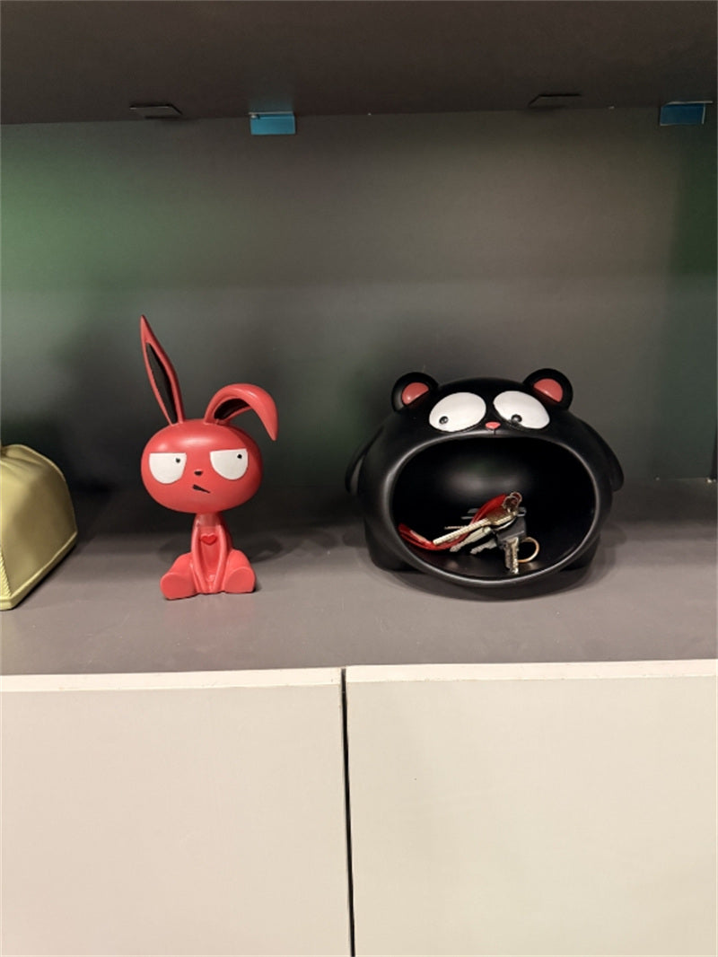 Cute Cartoon Character Storage Containers - Rabbit & Big Mouth Bear Decorative Organizers