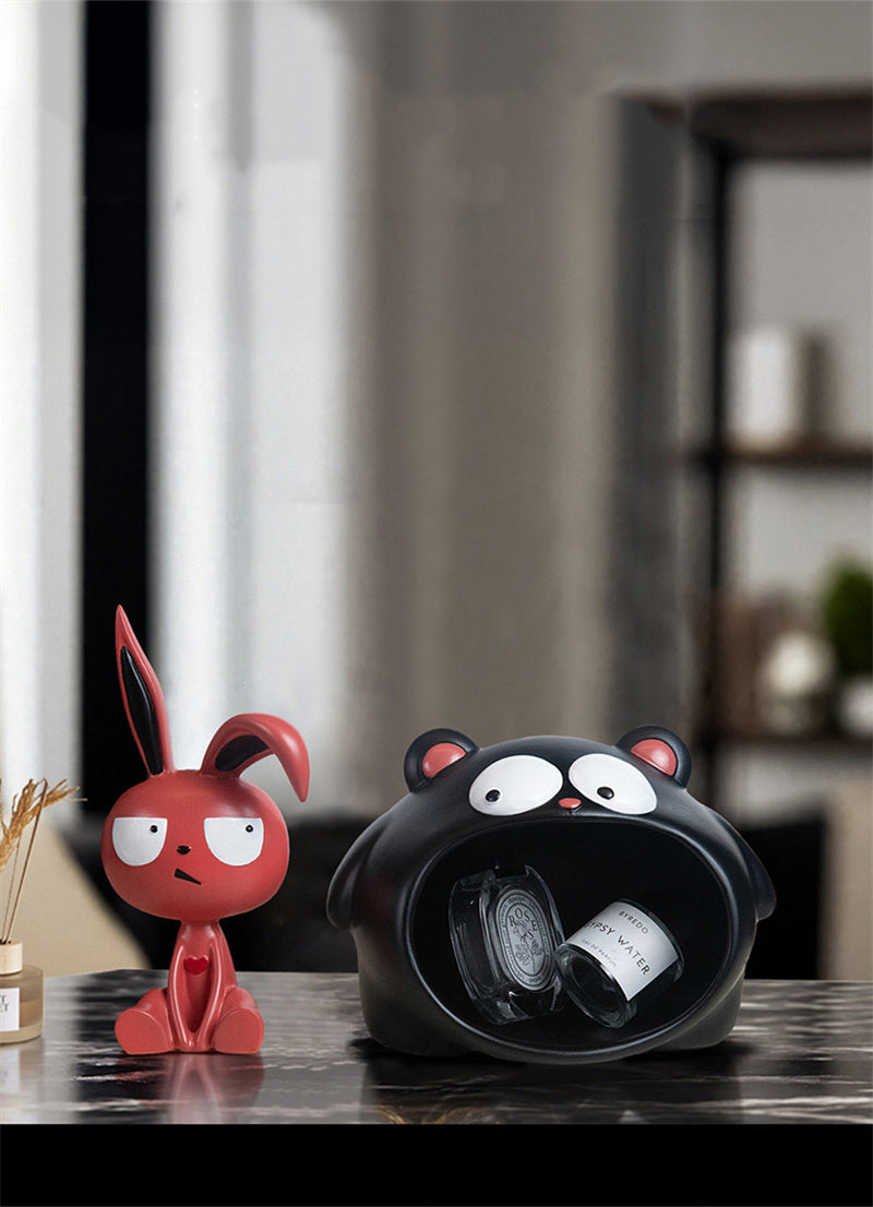 Cute Cartoon Character Storage Containers - Rabbit & Big Mouth Bear Decorative Organizers