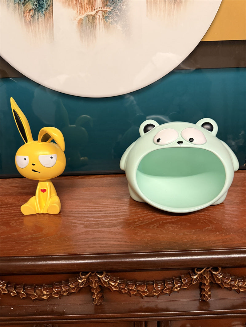 Cute Cartoon Character Storage Containers - Rabbit & Big Mouth Bear Decorative Organizers