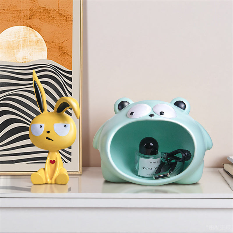 Cute Cartoon Character Storage Containers - Rabbit & Big Mouth Bear Decorative Organizers