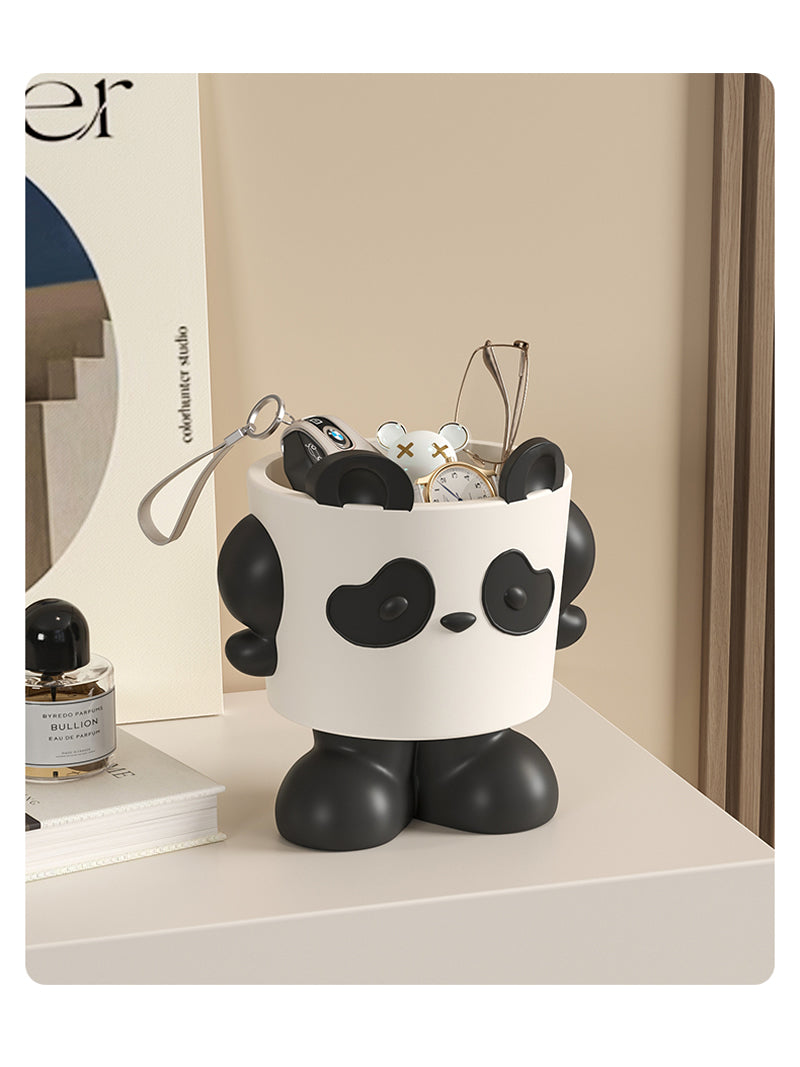 Cute cartoon panda desktop organization, unique decoration storage box