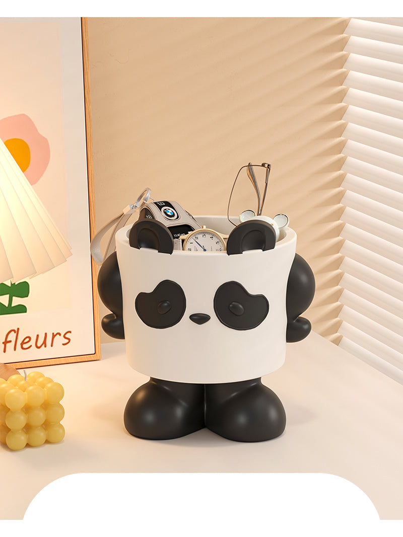 Cute cartoon panda desktop organization, unique decoration storage box