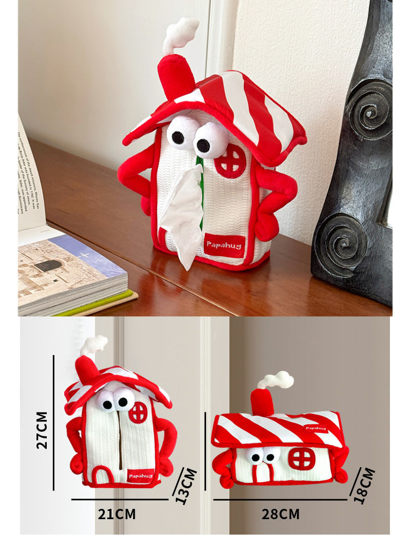 Cute Cartoon Red House Tissue Box, Hanging Tissue Holder