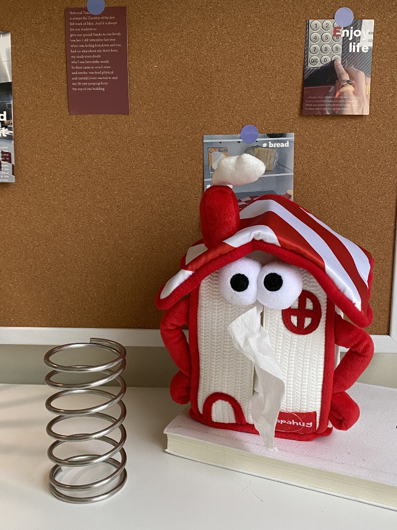 Cute Cartoon Red House Tissue Box, Hanging Tissue Holder