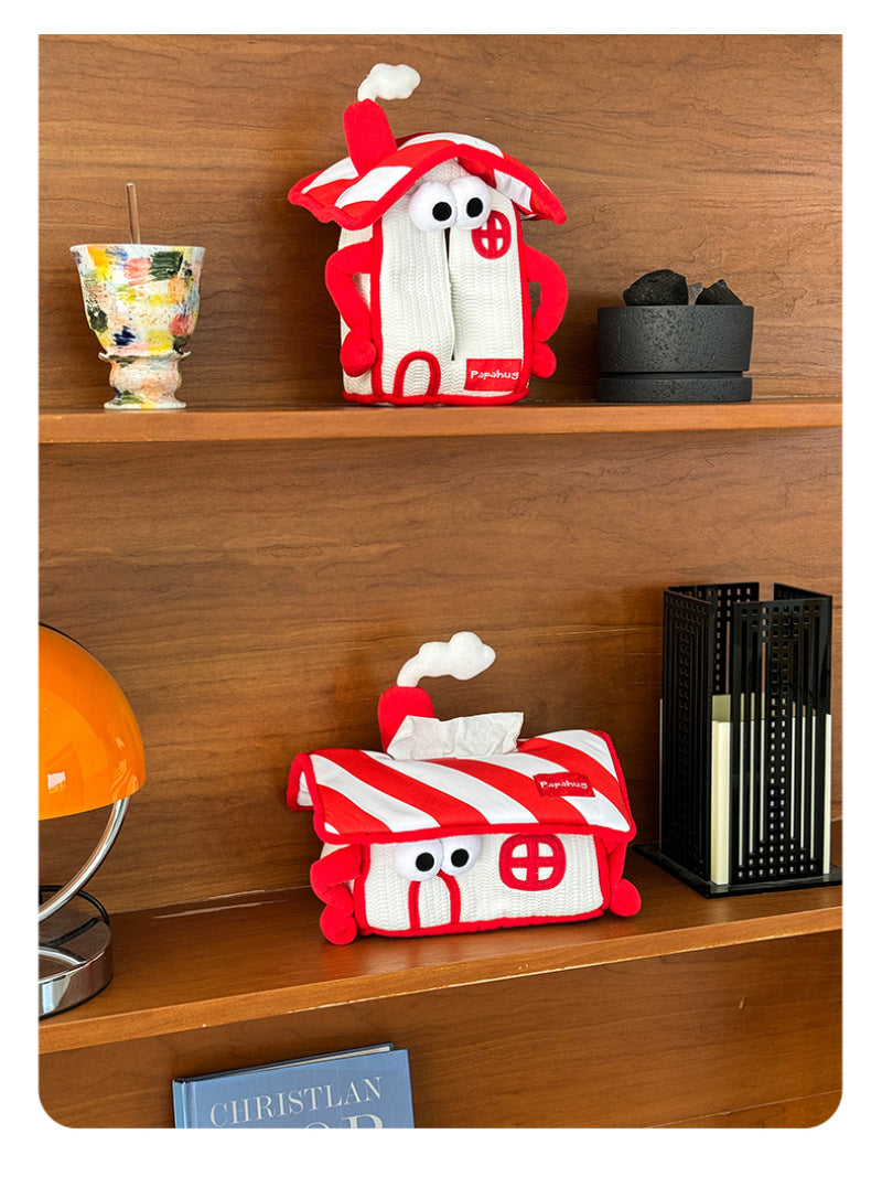 Cute Cartoon Red House Tissue Box, Hanging Tissue Holder