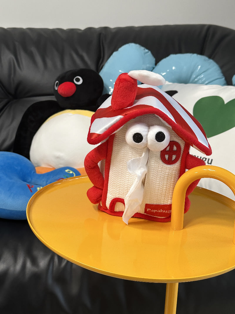 Cute Cartoon Red House Tissue Box, Hanging Tissue Holder