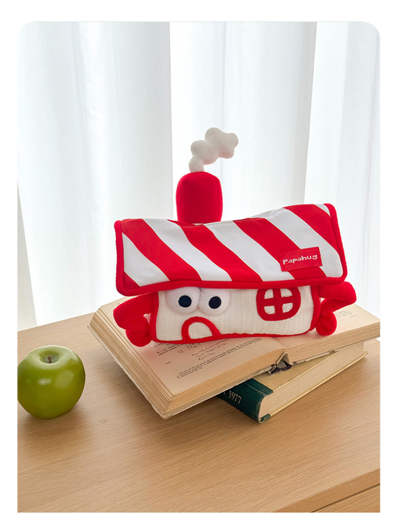 Cute Cartoon Red House Tissue Box, Hanging Tissue Holder