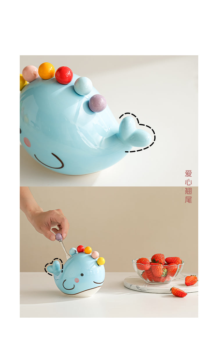 Cute Cartoon Whale Ceramic Fruit Fork Set - Home Kitchen Decoration
