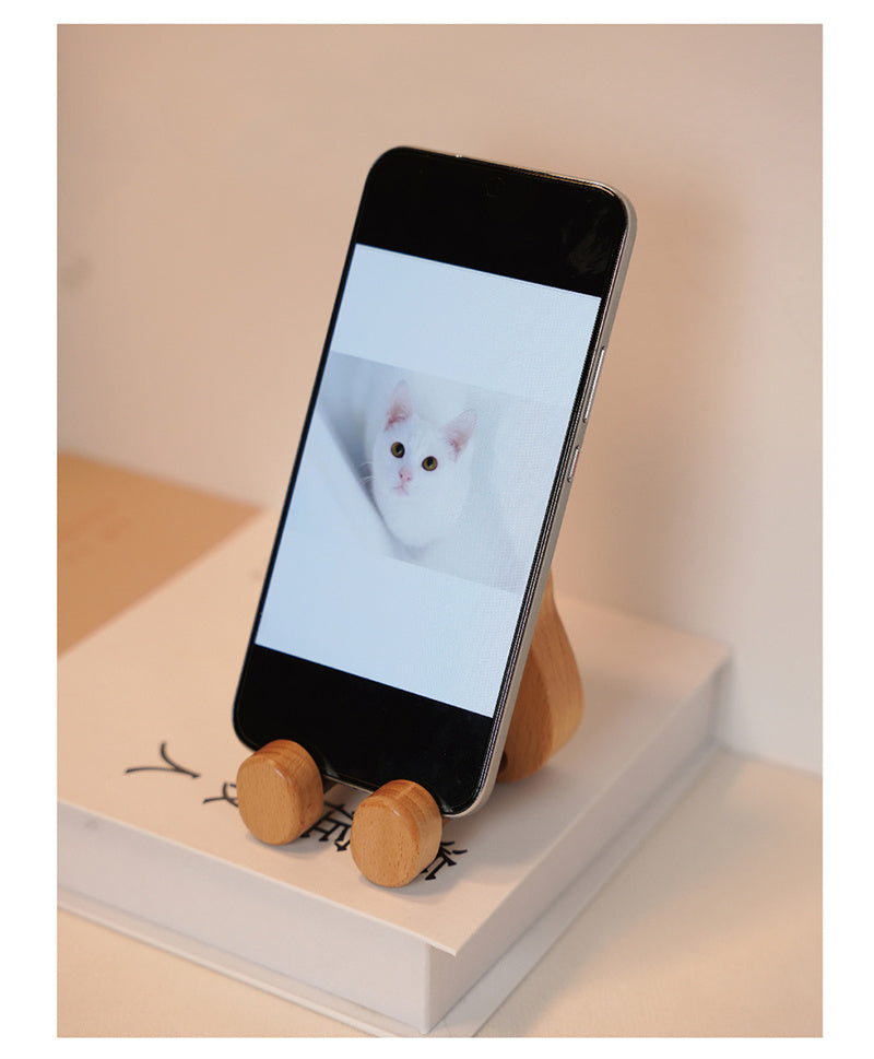 Cute Cartoon Wooden Phone Stand - Fun Desk Holder for iPhone & iPad